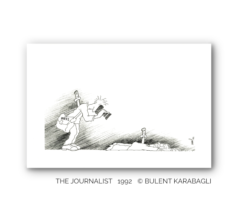 The Journalist  | Cartoons and Illustrations by Bulent Karabagli | Minimalist Paintings