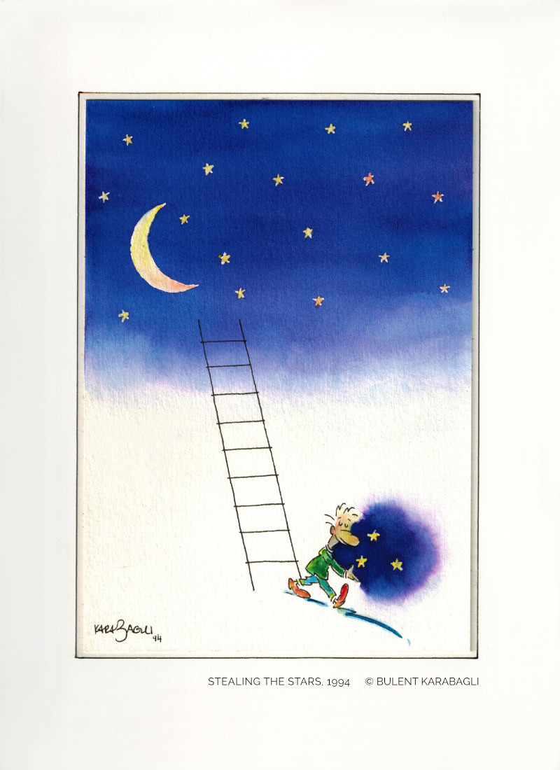 Stealing the Stars | Cartoons and Illustrations by Bulent Karabagli | Minimalist Paintings