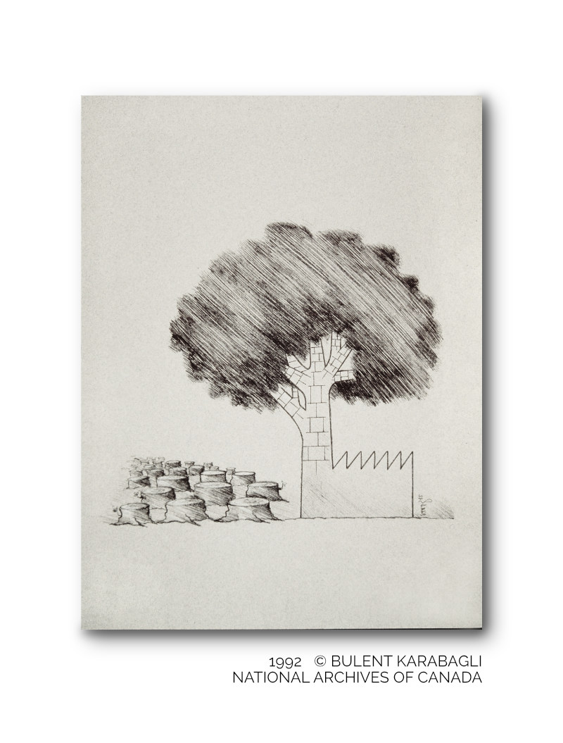 Concrete Tree | Cartoons and Illustrations by Bulent Karabagli | Minimalist Paintings