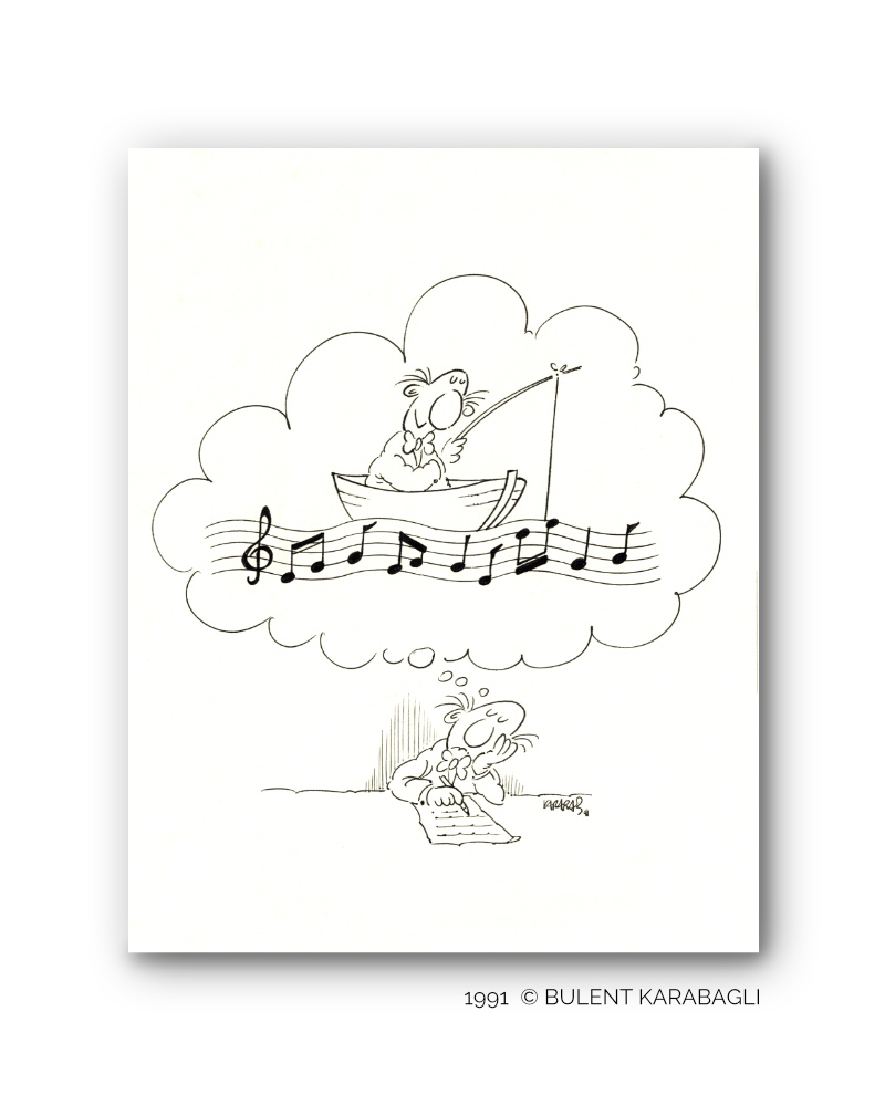 The composer| Cartoons and Illustrations by Bulent Karabagli | Minimalist Paintings