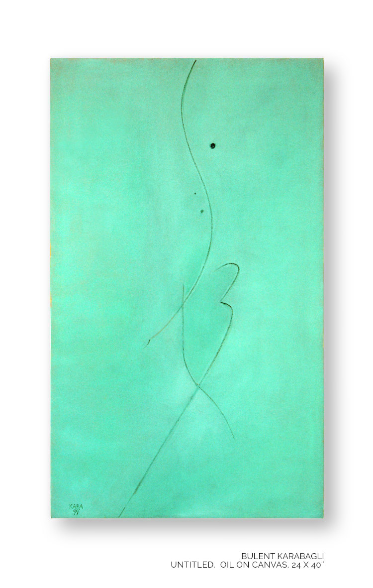 Untitled | Turquoise by Bulent Karabagli - Minimalist Paintings and other Fine Arts