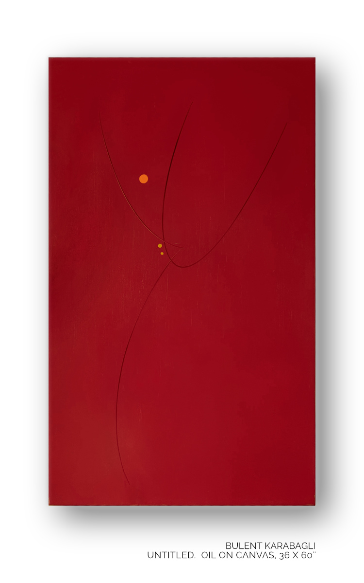 Untitled Red | Oil on Canvas by Bulent Karabagli - Minimalist Paintings and other Fine Arts
