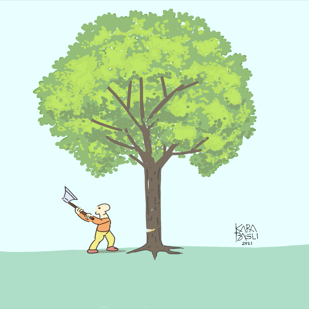 Tree | Cartoons and Illustrations by Bulent Karabagli | Minimalist Paintings